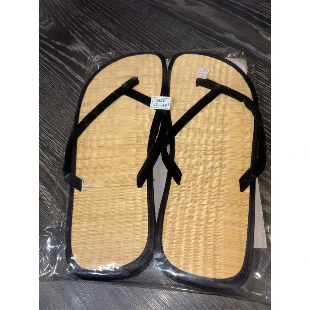 Bamboo Flip‎ Flop Simple Sandals-47/48 Black